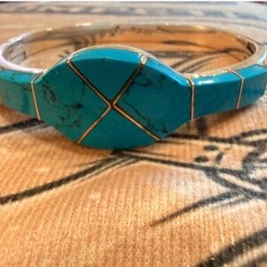 Taxco Vintage Turquoise and Silver cuff Bracelet